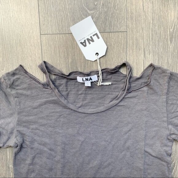 LNA Bolero Tee T-shirt Top Cut out Short Sleeve Cotton blend Brown Size XS - Picture 3 of 13